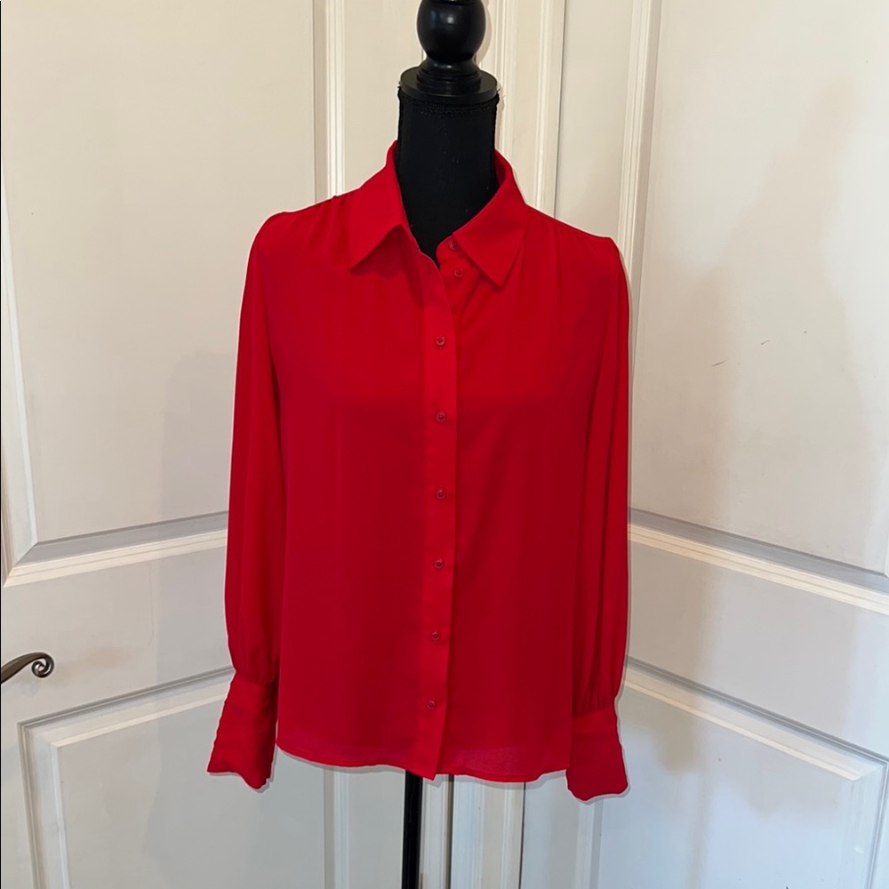 Elegant Red Women's Blouse Eva Mendes New York & Co